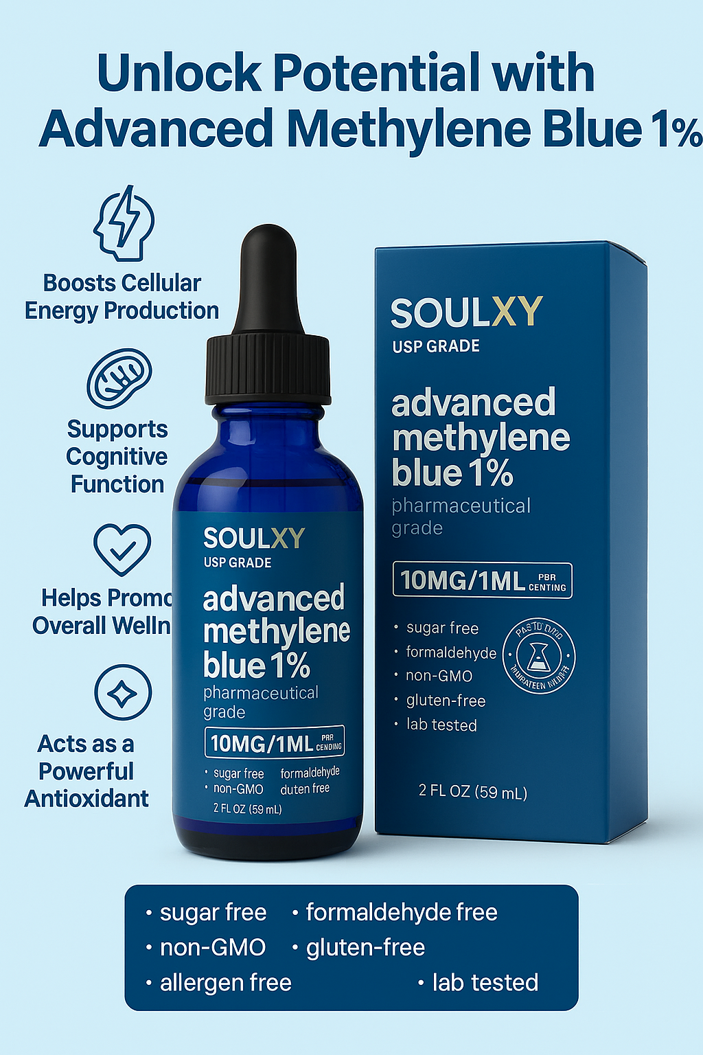USP Grade 1% Methylene Blue – Brain Health & Energy Support